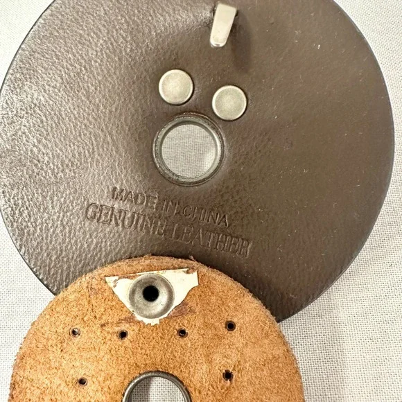 Vintage Brown Genuine Leather Disc Belt Boho Western Grommet Studded Medallion BEAUDRM Women main image 4